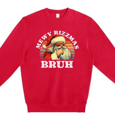 Rizz The Season Bruh. Mewy Funny Joke Rizz Christmas Premium Crewneck Sweatshirt