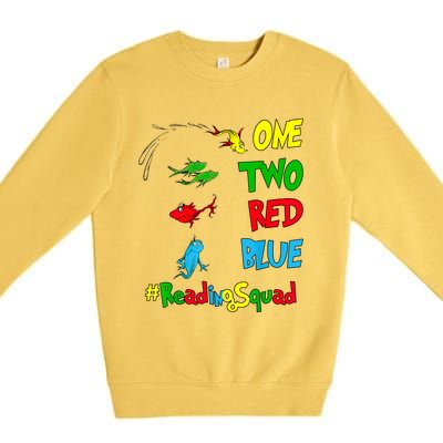 Reading Teacher Squad Oh The Places One Two Red Blue Fish Premium Crewneck Sweatshirt