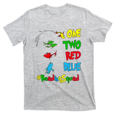 Reading Teacher Squad Oh The Places One Two Red Blue Fish T-Shirt