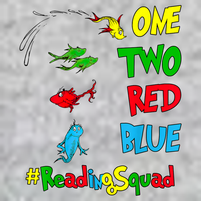 Reading Teacher Squad Oh The Places One Two Red Blue Fish Tall T-Shirt