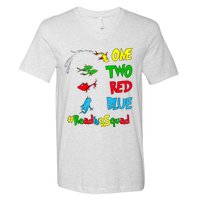 Reading Teacher Squad Oh The Places One Two Red Blue Fish V-Neck T-Shirt