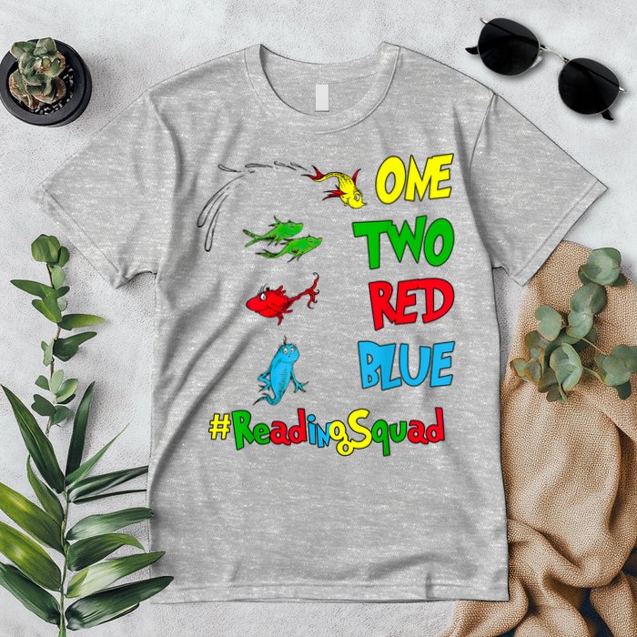 Reading Teacher Squad Oh The Places One Two Red Blue Fish Premium T-Shirt