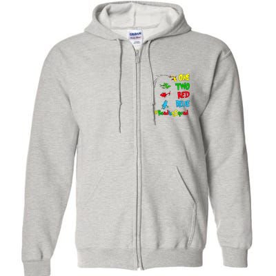 Reading Teacher Squad Oh The Places One Two Red Blue Fish Full Zip Hoodie