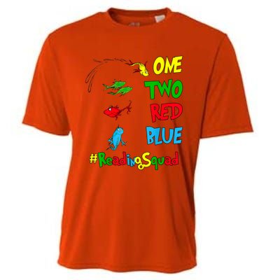 Reading Teacher Squad Oh The Places One Two Red Blue Fish Cooling Performance Crew T-Shirt