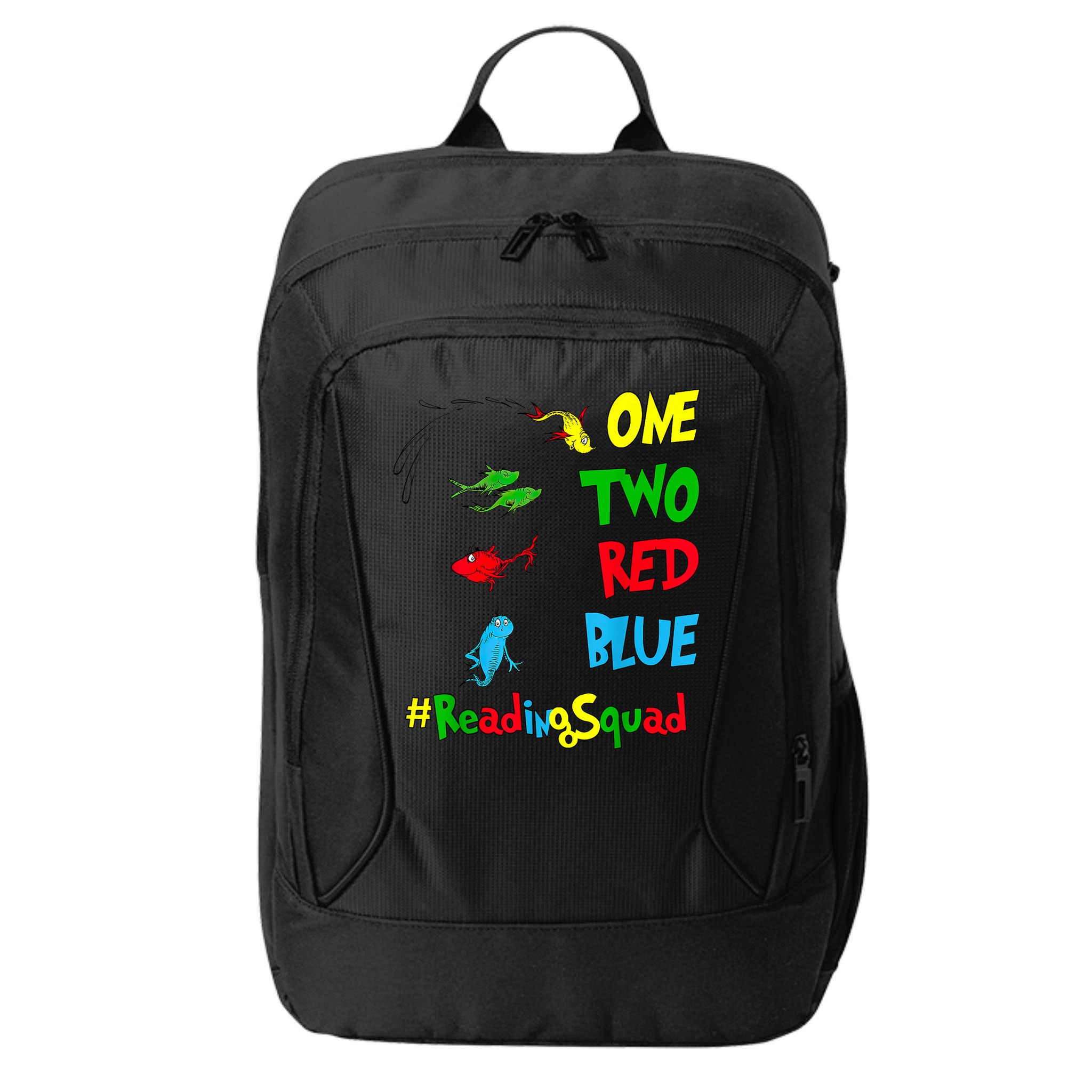 Reading Teacher Squad Oh The Places One Two Red Blue Fish City Backpack