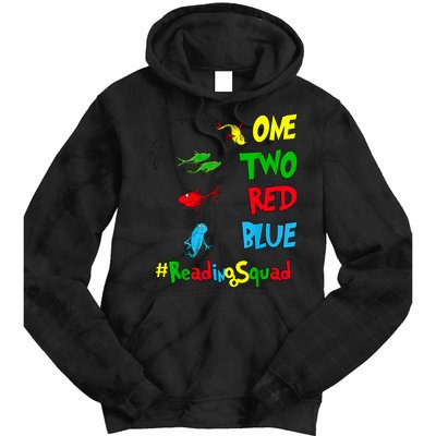 Reading Teacher Squad Oh The Places One Two Red Blue Fish Tie Dye Hoodie