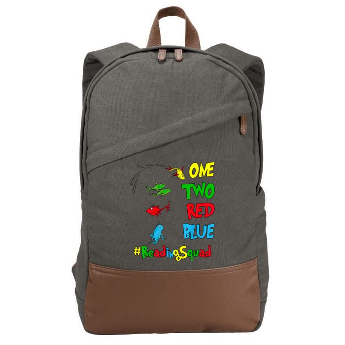 Reading Teacher Squad Oh The Places One Two Red Blue Fish Cotton Canvas Backpack