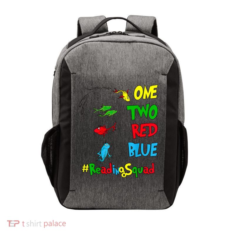 Reading Teacher Squad Oh The Places One Two Red Blue Fish Vector Backpack