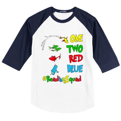 Reading Teacher Squad Oh The Places One Two Red Blue Fish Baseball Sleeve Shirt