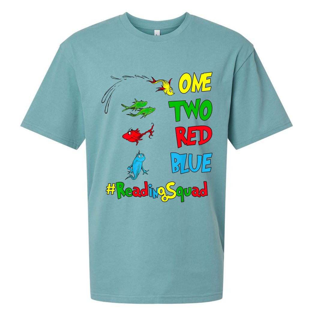 Reading Teacher Squad Oh The Places One Two Red Blue Fish Sueded Cloud Jersey T-Shirt