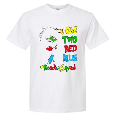 Reading Teacher Squad Oh The Places One Two Red Blue Fish Garment-Dyed Heavyweight T-Shirt