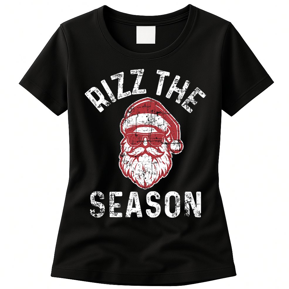 Rizz The Season Funny Christmas Santa Claus Rizzler Womens T-Shirt