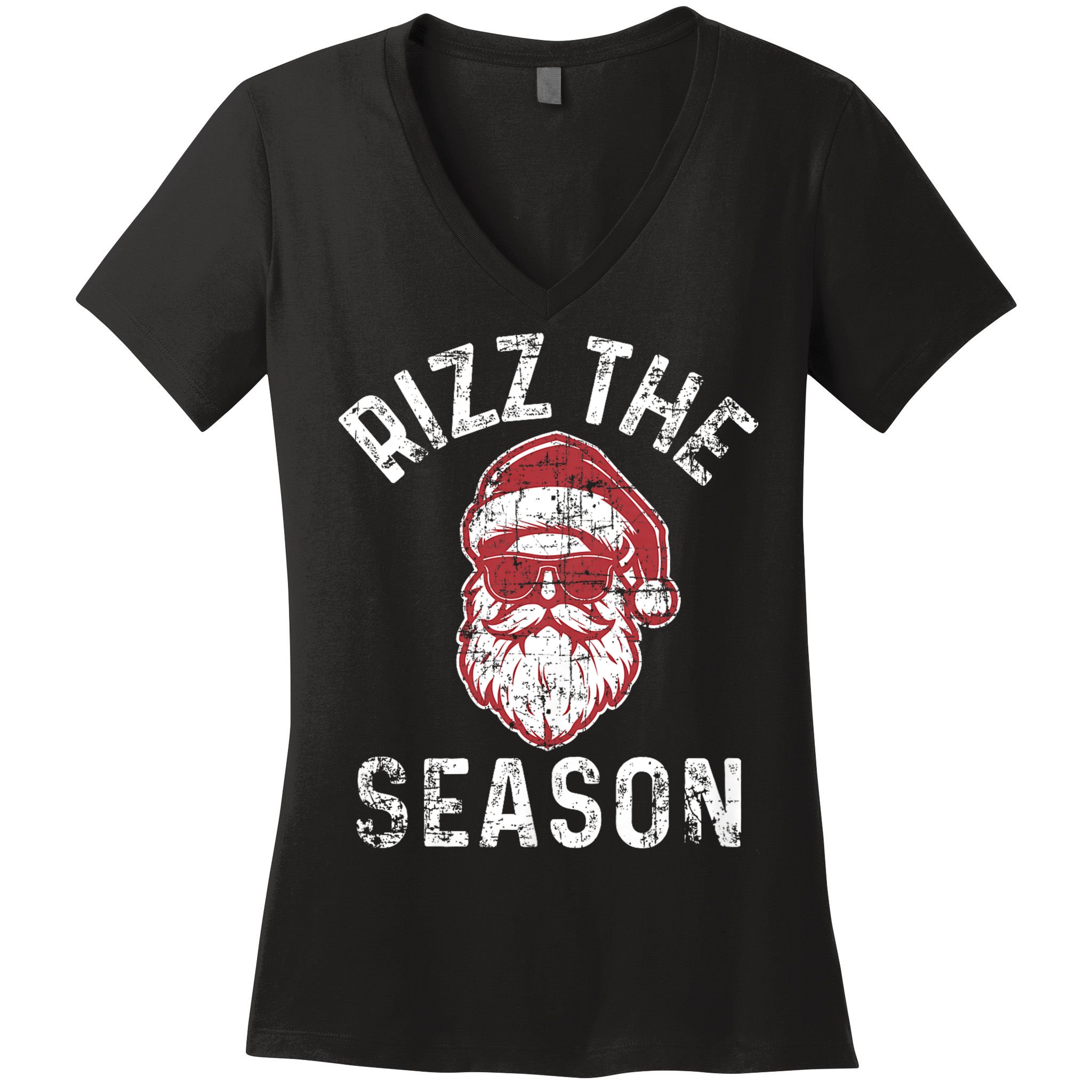 Rizz The Season Funny Christmas Santa Claus Rizzler Women's V-Neck T-Shirt
