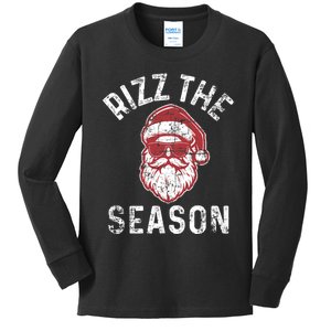 Rizz The Season Funny Christmas Santa Claus Rizzler Kids Long Sleeve Shirt