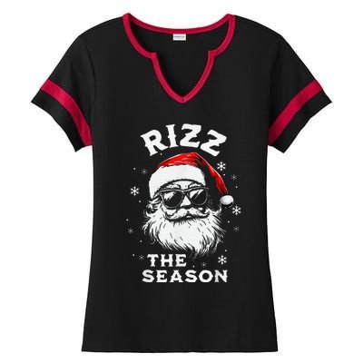 Rizz The Season Santa Claus Rizzmas Funny Christmas Ladies Halftime Notch Neck Tee