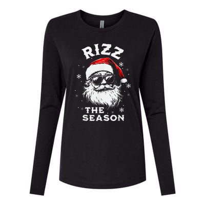 Rizz The Season Santa Claus Rizzmas Funny Christmas Womens Cotton Relaxed Long Sleeve T-Shirt