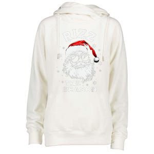 Rizz The Season Santa Claus Rizzmas Funny Christmas Womens Funnel Neck Pullover Hood