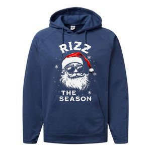 Rizz The Season Santa Claus Rizzmas Funny Christmas Performance Fleece Hoodie