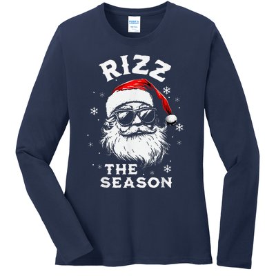 Rizz The Season Santa Claus Rizzmas Funny Christmas Ladies Long Sleeve Shirt