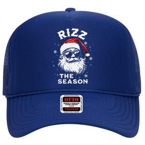 Rizz The Season Santa Claus Rizzmas Funny Christmas High Crown Mesh Back Trucker Hat