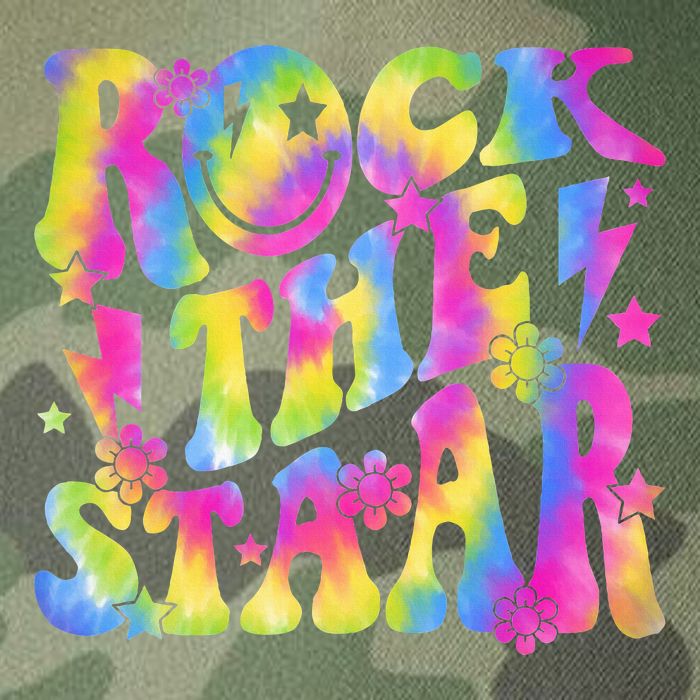 Rock The Staar Rock The Test Test Day Teachers Motivational Legacy Tie Dye Trucker Hat