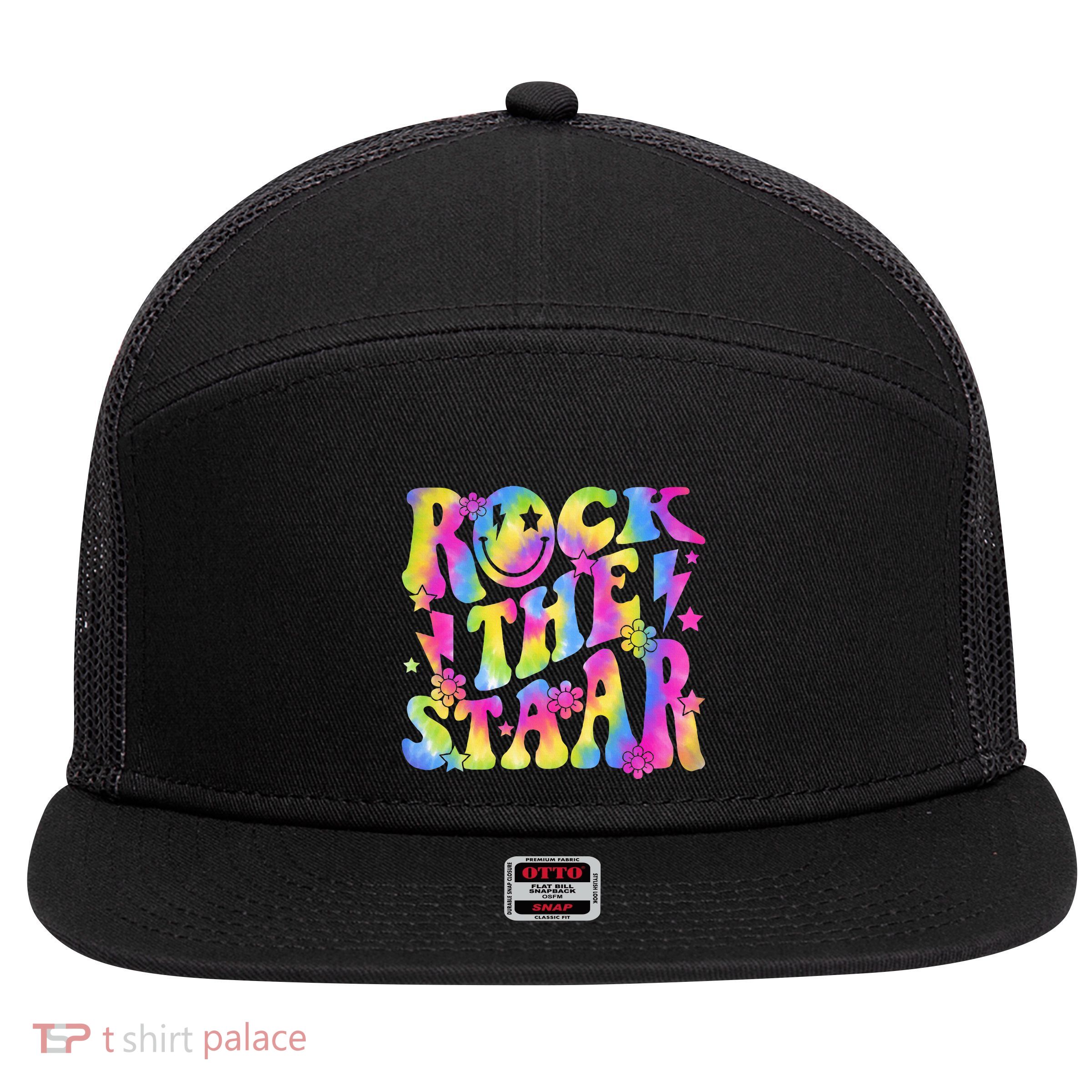 Rock The Staar Rock The Test Test Day Teachers Motivational 7 Panel Mesh Trucker Snapback Hat