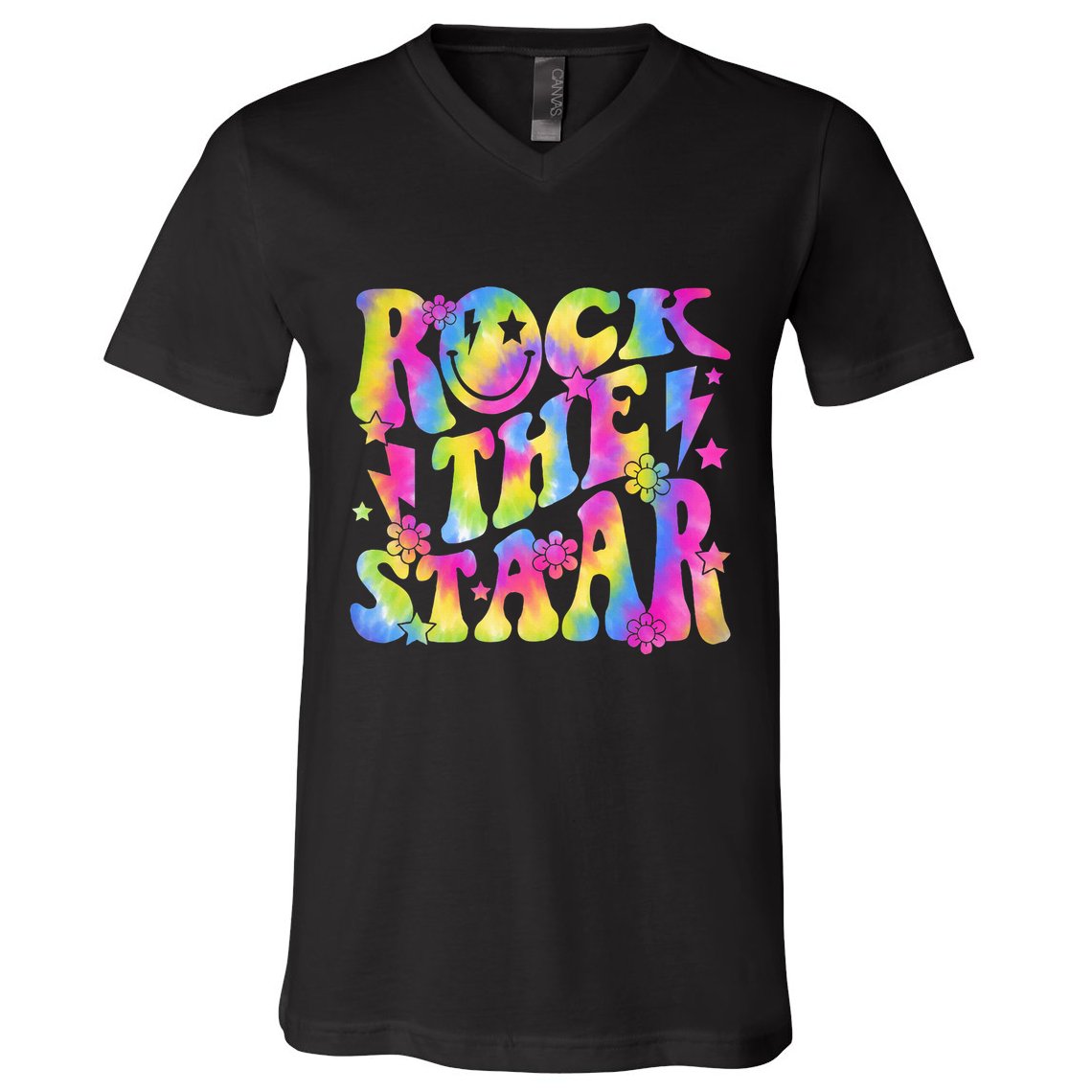 Rock The Staar Rock The Test Test Day Teachers Motivational V-Neck T-Shirt