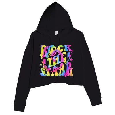 Rock The Staar Rock The Test Test Day Teachers Motivational Crop Fleece Hoodie