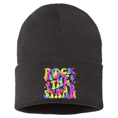 Rock The Staar Rock The Test Test Day Teachers Motivational Sustainable Knit Beanie