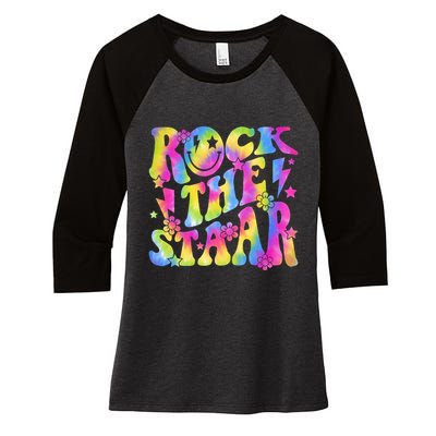 Rock The Staar Rock The Test Test Day Teachers Motivational Women's Tri-Blend 3/4-Sleeve Raglan Shirt