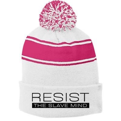 Resist The Slave Mind Andrew Tate Stripe Pom Pom Beanie