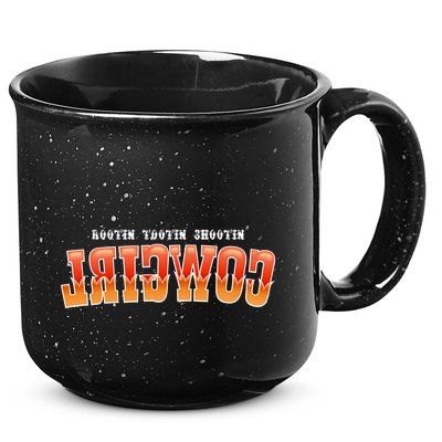 Rootin Tootin Shootin Reverse Cowgirl Western Logo 15oz Campfire Ceramic Mug