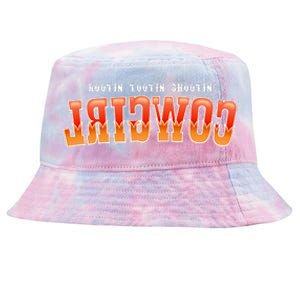 Rootin Tootin Shootin Reverse Cowgirl Western Logo Tie-Dyed Bucket Hat