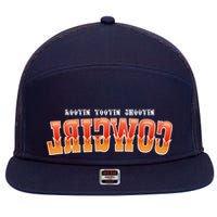 Rootin Tootin Shootin Reverse Cowgirl Western Logo 7 Panel Mesh Trucker Snapback Hat