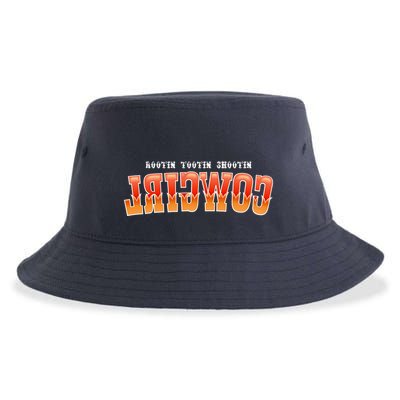 Rootin Tootin Shootin Reverse Cowgirl Western Logo Sustainable Bucket Hat