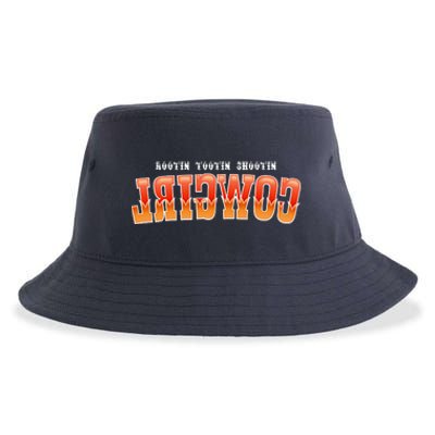 Rootin Tootin Shootin Reverse Cowgirl Western Logo Sustainable Bucket Hat