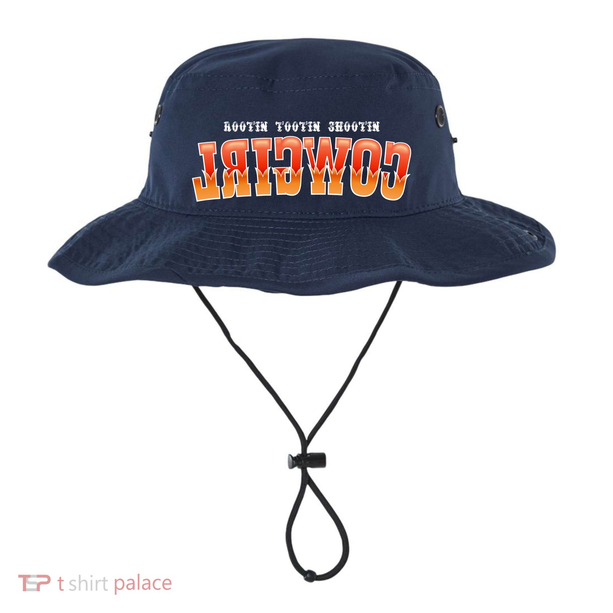 Rootin Tootin Shootin Reverse Cowgirl Western Logo Bucket Hat