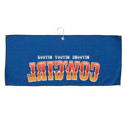 Rootin Tootin Shootin Reverse Cowgirl Western Logo Large Microfiber Waffle Golf Towel