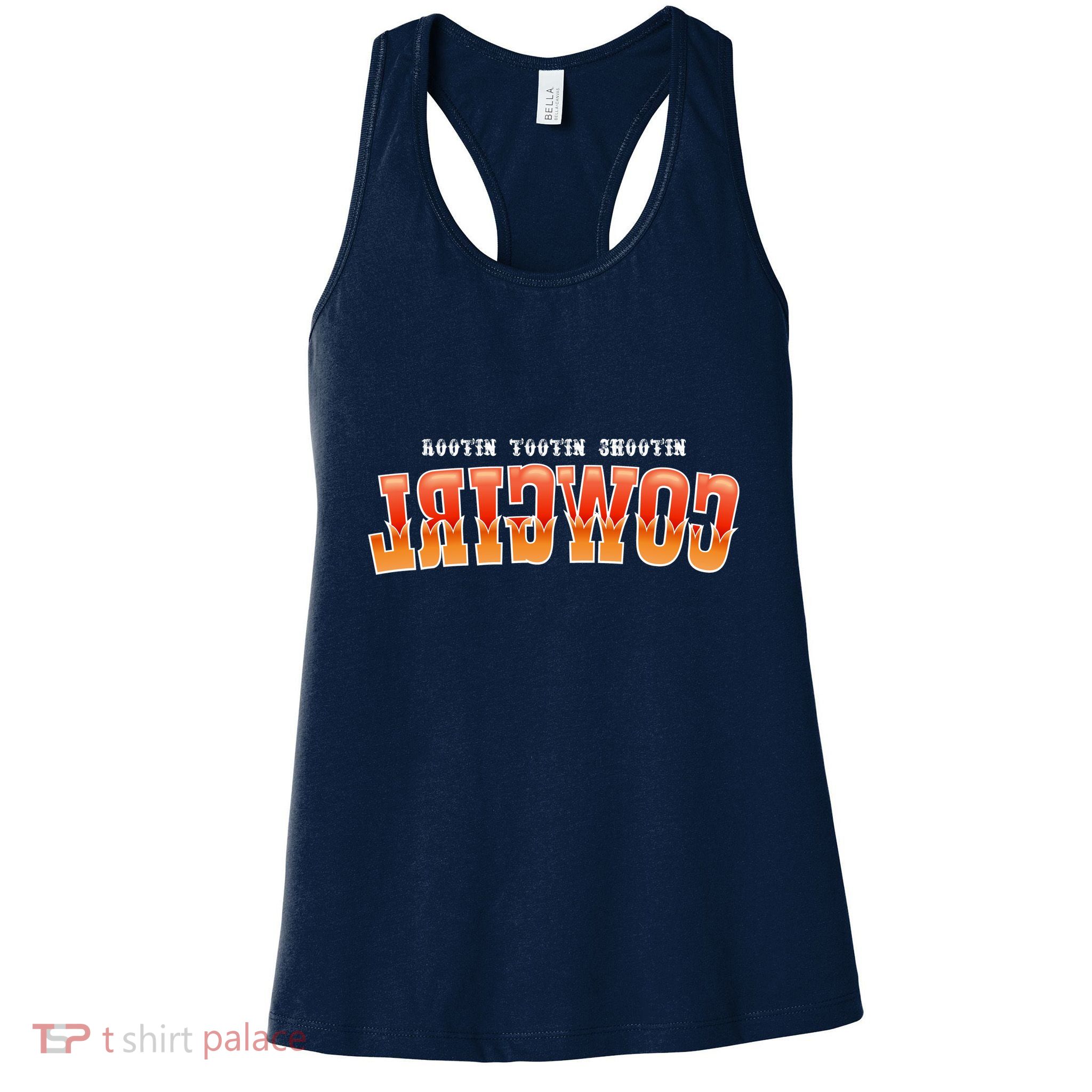 Rootin Tootin Shootin Reverse Cowgirl Western Logo Womens Tank Top