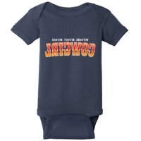 Rootin Tootin Shootin Reverse Cowgirl Western Logo Baby Bodysuit