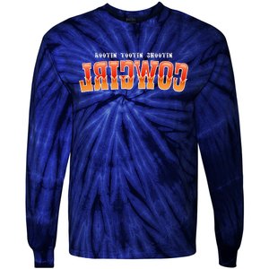 Rootin Tootin Shootin Reverse Cowgirl Western Logo Tie-Dye Long Sleeve Shirt