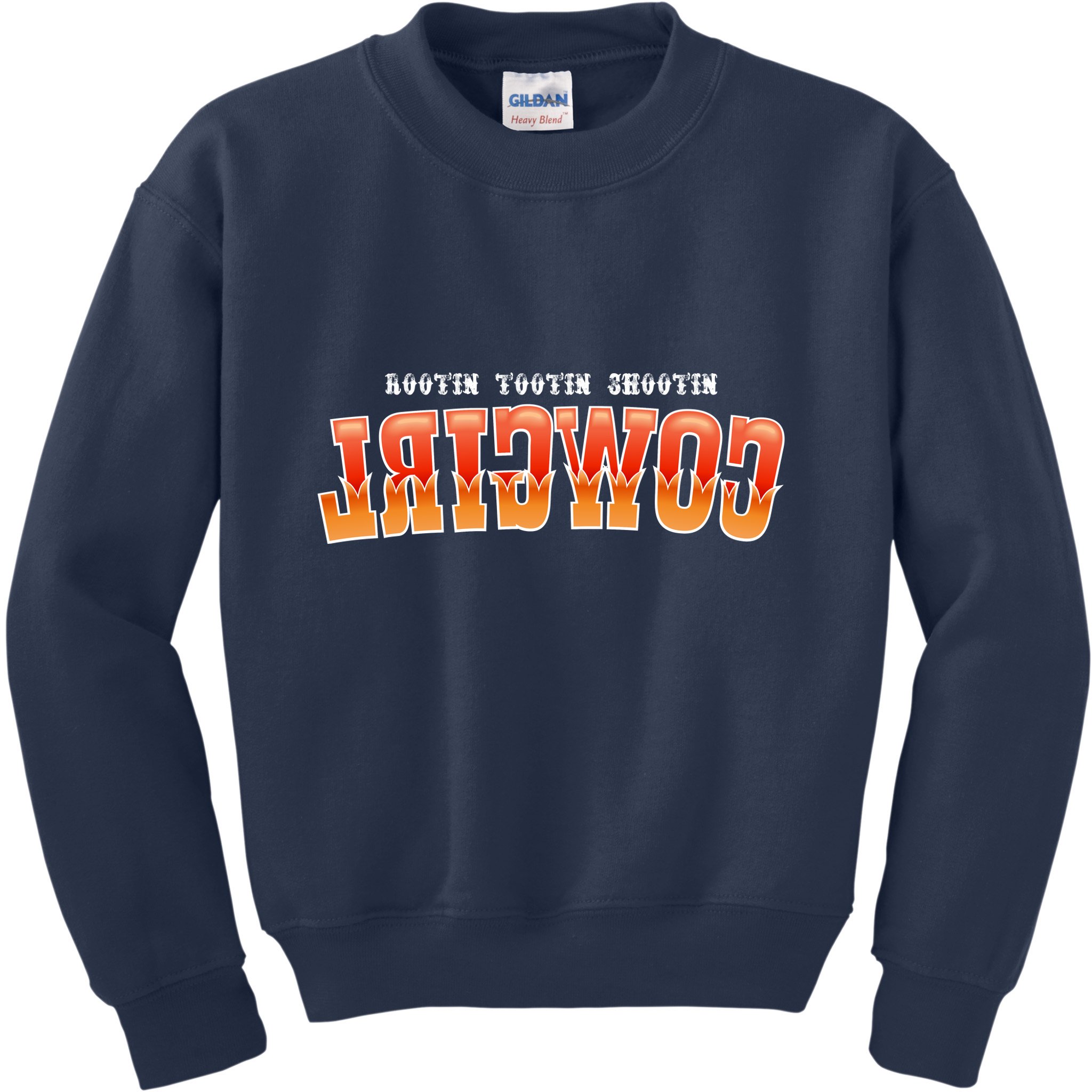 Rootin Tootin Shootin Reverse Cowgirl Western Logo Kids Sweatshirt