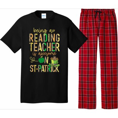 Reading Teacher School St Patrick Leopard Shamrock Clover Gift Pajama Set