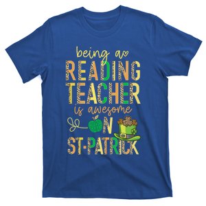 Reading Teacher School St Patrick Leopard Shamrock Clover Gift T-Shirt