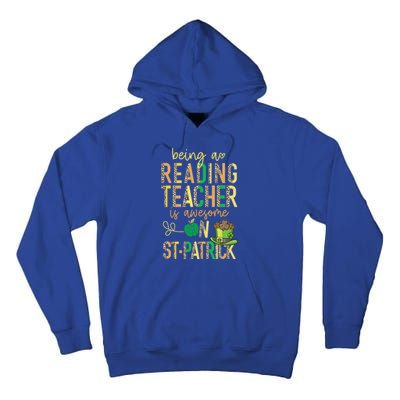 Reading Teacher School St Patrick Leopard Shamrock Clover Gift Tall Hoodie