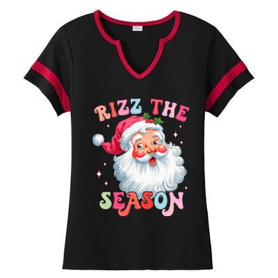 Rizz The Season Funny Christmas Santa Claus Rizzler Ladies Halftime Notch Neck Tee