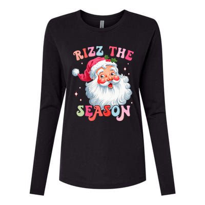 Rizz The Season Funny Christmas Santa Claus Rizzler Womens Cotton Relaxed Long Sleeve T-Shirt