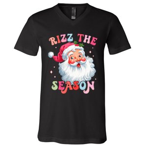 Rizz The Season Funny Christmas Santa Claus Rizzler V-Neck T-Shirt