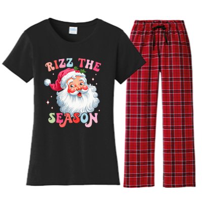 Rizz The Season Funny Christmas Santa Claus Rizzler Women's Flannel Pajama Set