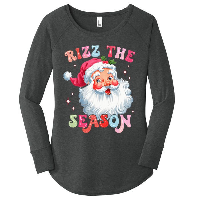 Rizz The Season Funny Christmas Santa Claus Rizzler Women's Perfect Tri Tunic Long Sleeve Shirt